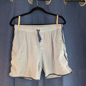 Lake Pajamas Men’s Curved Hem Shorts Blue Stripe